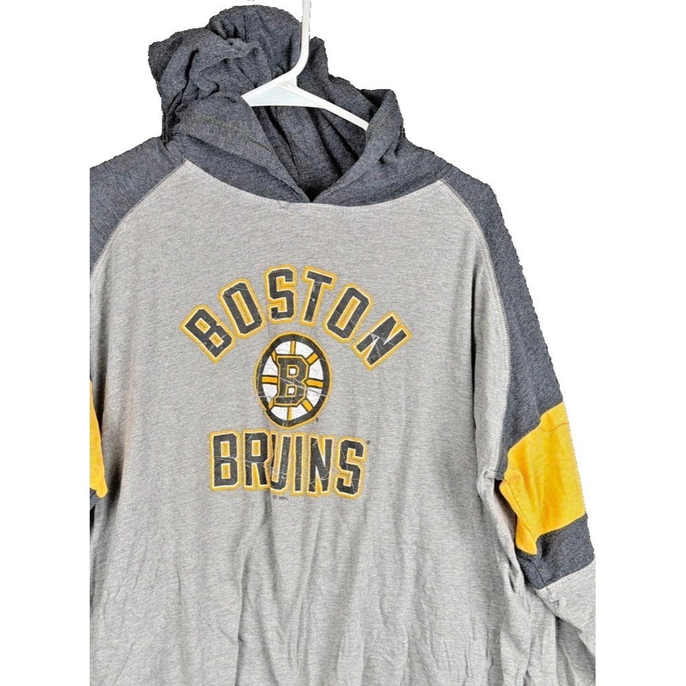 NHL Boston‎ Bruins Hoodie Mens XL Gray Long Sleeve Thin Lightweight Pullover